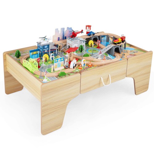 110 piece wooden train table - wooden,