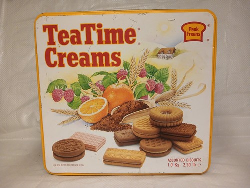 Empty 1980s vintage biscuit - empty,