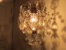 RARE Antique French Cage Style, Crystal Chandelier Lamp 1940's