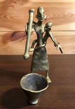 Ashanti Akan West African Female and Child Brass Metal Figure