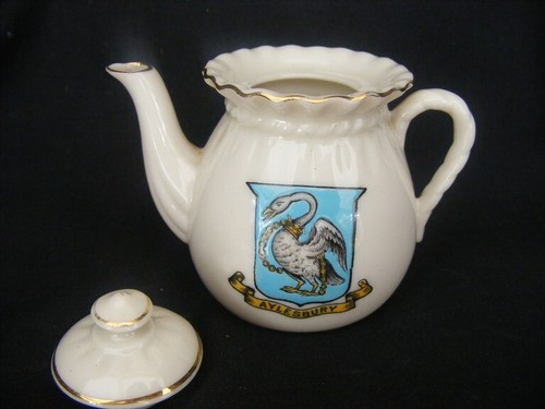 Swan crested china tea pot - swan,