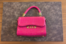 Dune Mock-croc Carry Bag In Bright Pink
