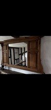Antique Oak Over Mantle Mirror