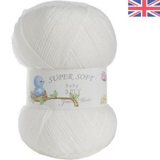 James Brett 3 Ply Super Soft Acrylic Baby Yarn – 100g Ball, 693 Yards - White