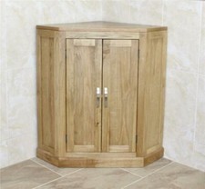Cloakroom Corner Bathroom Vanity Unit Oak Top Cabinet | Medium Corner Storage Un