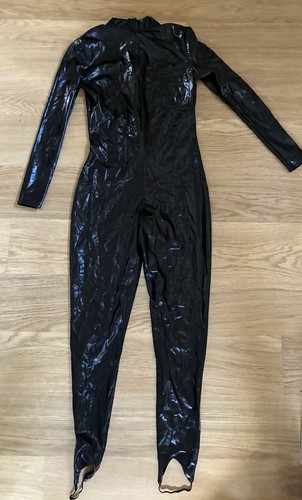 Black pvc catsuit xs - black,