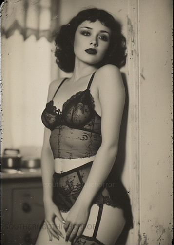 Vintage risque pinup portrait - ,