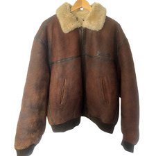 Vintage B-3 Redskins Aviator Bomber Jacket Sheepskin Shearling Leather Flight