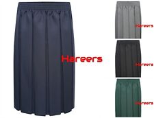 School Uniform Full Box Pleated Elasticated Waist Knee Length Skirt for Girls