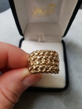 9ct Yellow Solid Gold 4 Row Keeper Ring - Size  T  7.4g 