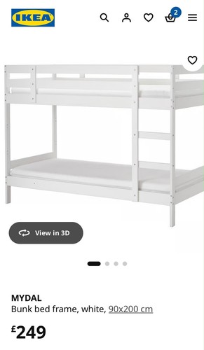 Ikea mydal white bunk bed - white,