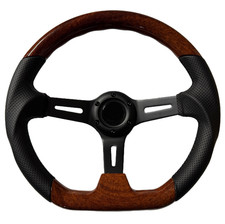WOODEN BLACK D2 SPORTS STEERING WHEEL 350mm 6x70mm for RENAULT