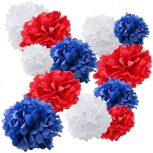 Tissue pom poms - pom, blue