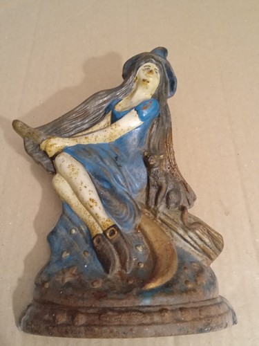 Vintage witch iron door stop - iron,