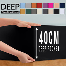 40cm Extra Deep Fitted Sheet Bed Sheets Single Double King & Super King Bed Size