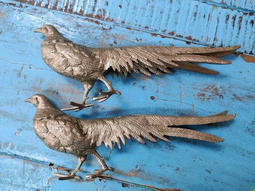 Vintage pair metal - pair, pheasant