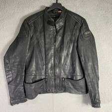 Hein Gericke Vintage Black Leather Motorcycle Jacket Size 46 Pockets Cruiser