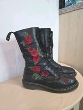 Doc Martens 1460 Vonda Black Red Roses Leather Mid Calf Boots ladies  Uk 6