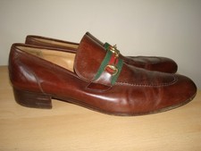 Vintage 80's GUCCI Horsebit Loafers with webbing IT 46.5 UK 12.5