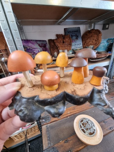 Wooden toadstool ornament - ,