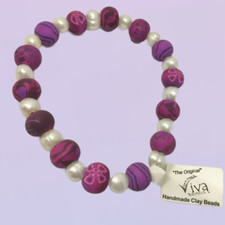 VIVA ORIGINAL MERLOT Clay Beaded Bracelet Hippy Boho Gift Hand Made J160