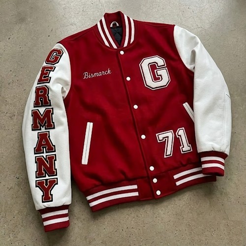 Embroidered red varsity - embroidered,