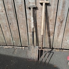 Vintage T Handled Garden Fork & Spade Set Unity  