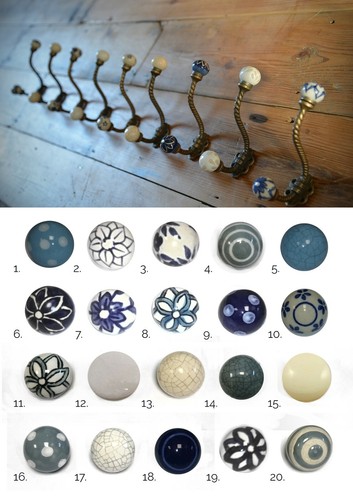 Blue white ceramic - ceramic, knob