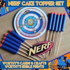 NERF GUN BULLETS & TARGET CAKE TOPPER & LOGO (CARD)