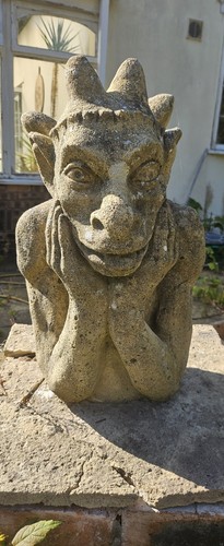 Horned gargoyle stone - stone, statue