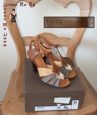 Chie Mihara Bernia Taupe Leather T-Bar Buckle Sandals Size 5 EU 38 BNIB RRP £200