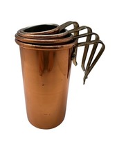 COPPER MEASURING CUPS - Set of 4 - Cylinders Brass Handles - Country Farmhouse