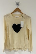 Zadig & Voltaire ‘Rony’ Cashmere Knit Jumper Cream/Black Heart Size M (10) BNWT