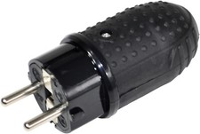 2 Pin Black Rubber Rewireable