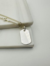 925 Sterling Silver Small Military Dog Tag Pendant Necklace 20 Inch New