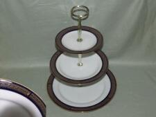 Noritake 3-Tier Hostess China Cake Plate Stand RC China P529 Cobalt Blue Rims