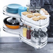 Kitchen Cabinet Cupboard Corner Pull Out Shelf Carousel Storage Rack Soft Close