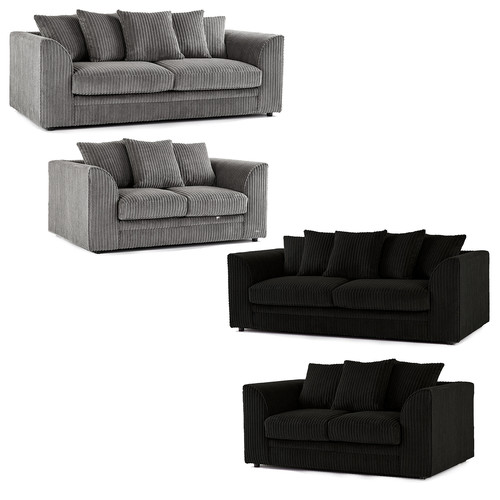 Black jumbo cord sofa suite - black,