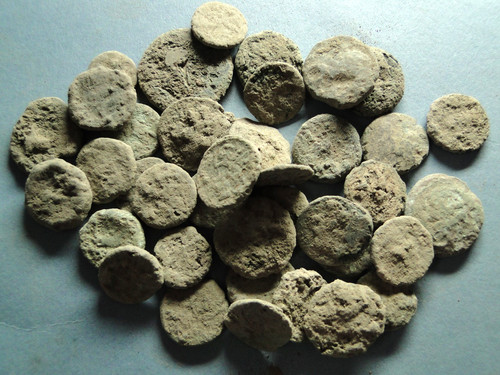 Encrusted ancient bronze - encrusted,