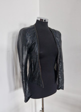 Zara black leather jacket UK S