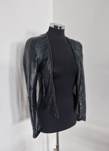 Zara black leather jacket - uk, s
