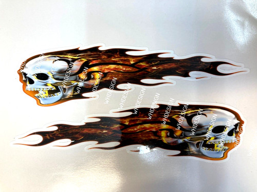 Skull fire decals left - fire, x2