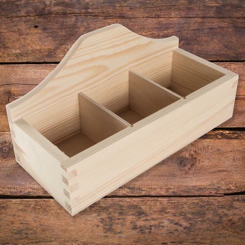 Wooden open compartments box - open,