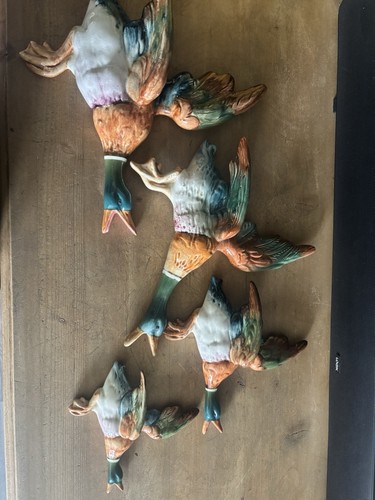 Beswick flying mallard ducks - flying,