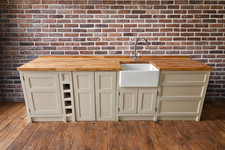 HANDMADE FREESTANDING BELFAST SINK UNIT WITH 40MM OAK WORKTOP