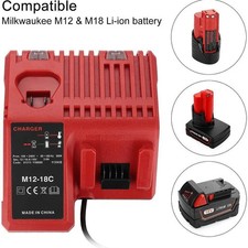 12V 18V For Milwaukee For M18 48-11-1850 Battery Rapid Charger For M12 M12-18C ☊