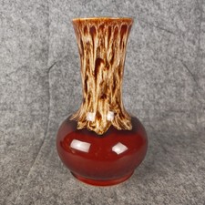 Vintage Melba Ware Brown Ceramic Drip Glaze Lava Vase 1970s - 9"/23 cm height