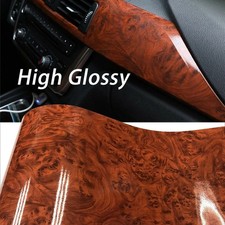 Glossy Walnut Wood-Grain Vinyl Wrap Car Stickers Wrap Films Adhesive Accessories