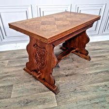 Antique Refectory Side Table Vintage Wooden Carved Arts & Crafts Coffee Wood