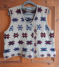 Elisabeth Gash Silk & Wool Cardigan Waistcoat Kaffe Fassett Circus Stars Pattern